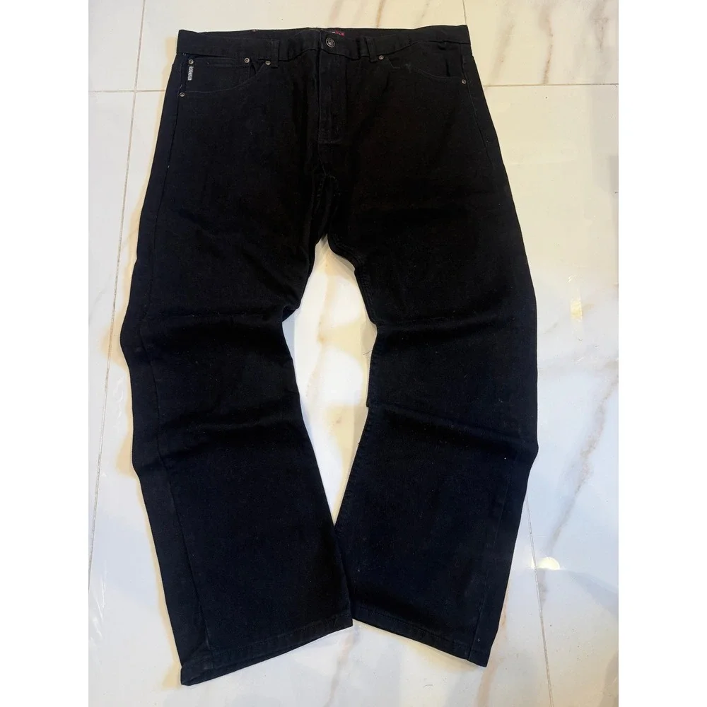 Oscar‎ Jeans Selected Mens Black Denim Straight Leg Pants 42x32 100% Cotton